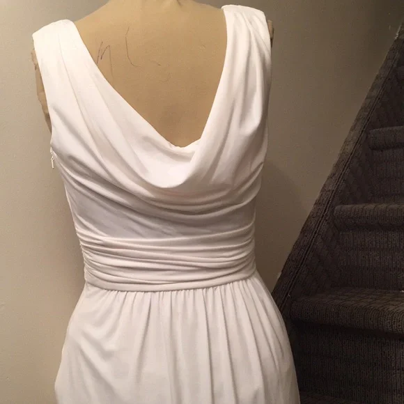White House Black Market White Draped Sheath Dress - Picture 6 of 8